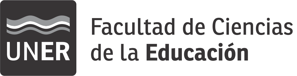 Isologotipo de la Facultad de Ciencias de la Educación de la Universidad Nacional de Entre Ríos, en escala de grises